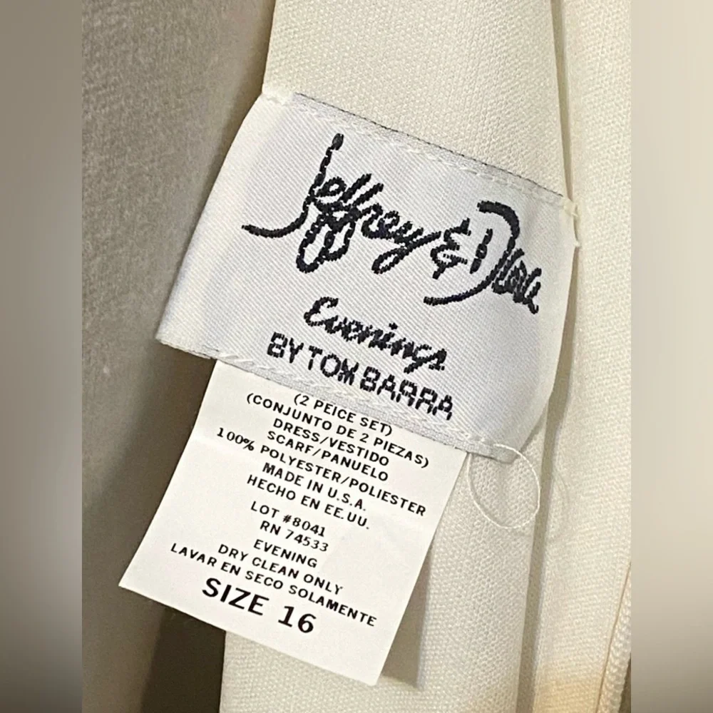 Vintage Jeffery & Dara Evening by Tom Barra Long Elegant Cream Floral Maxi Sz 16 - Picture 5 of 9